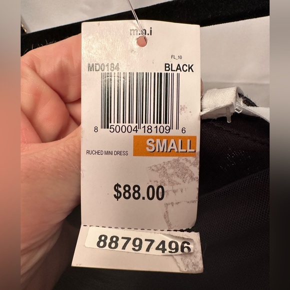 NEW M.N.I. Los Angeles Black Ruched Mini Dress Sheer Detail Zip Back Size Small - Picture 8 of 12